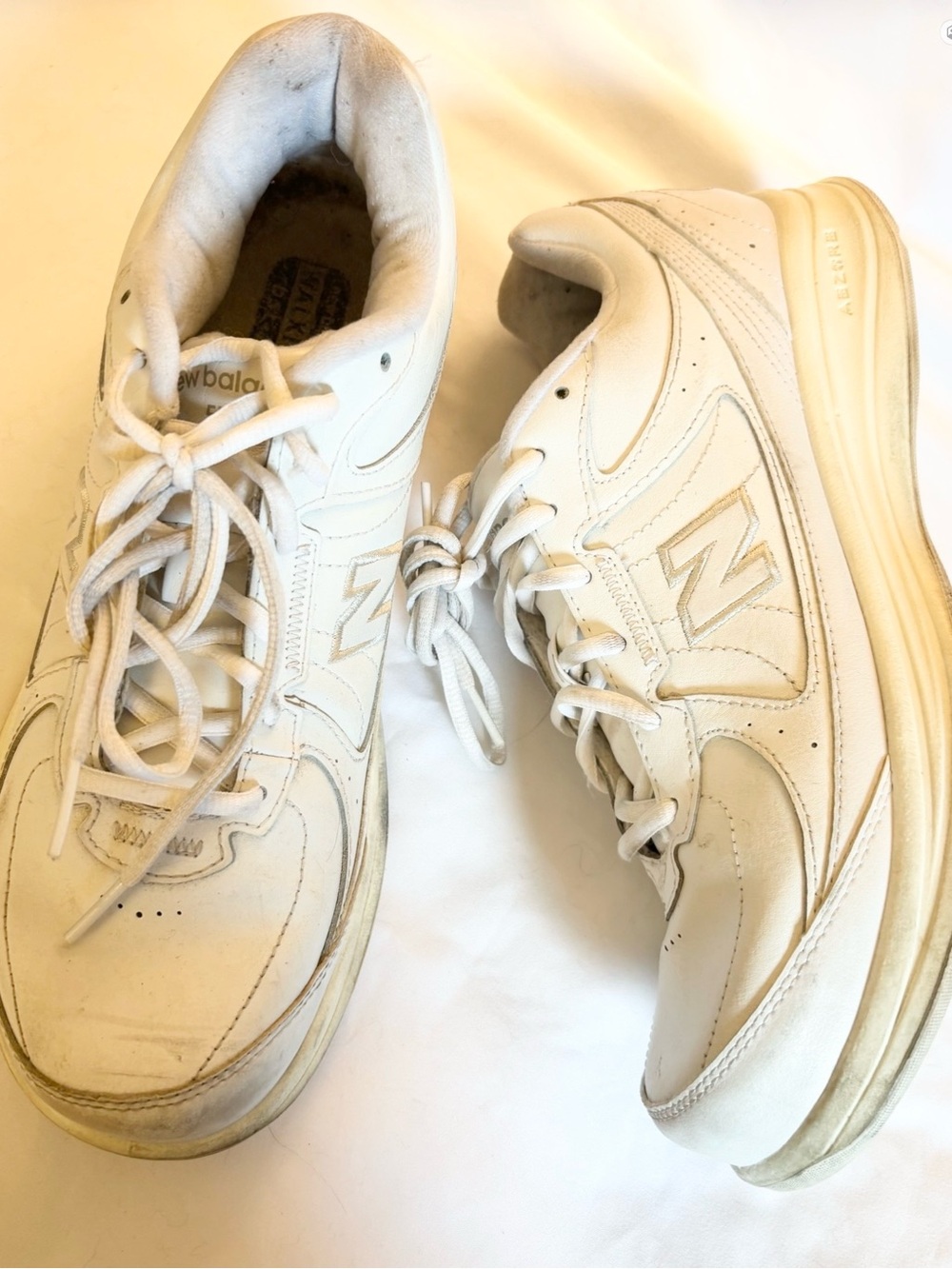 New Balance White Leather Lace-Up Sneakers